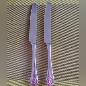 Vtg Robert Welch Ammonite Stainless Steel Knives Shells Scrolls